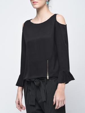 cold shoulder zipper detail top - 15905902 - Standard Image - 5