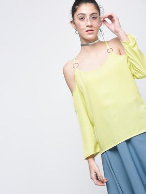 criss-cross back cold shoulder top - 15905908 - Standard Image - 2