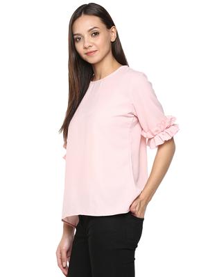 frill detail keyhole back top - 15906536 - Standard Image - 2