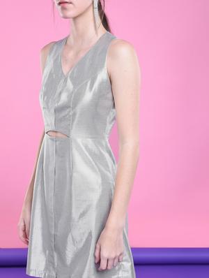 cut out detail metallic a-line dress - 15906627 - Standard Image - 2