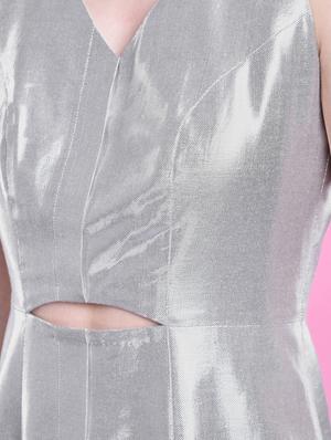 cut out detail metallic a-line dress - 15906627 - Standard Image - 5