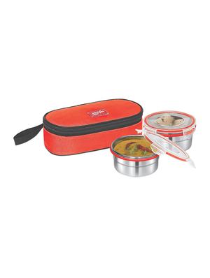 Milton Steel Meal Softline 2 Pcs Steel Tiffin with 300 ml Elfin Thermosteel Insulated Steel Bottle, Red - 15906746 - Standard Image - 2