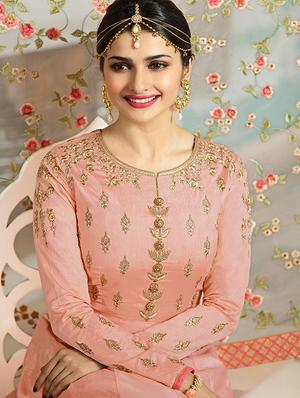 Embroidered semi-stitched anarkali suit - 15906945 - Standard Image - 2