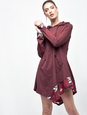 asymmetric hooded dress - 15907076 - Standard Image - 2