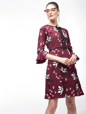 tie-up neck floral a-line dress - 15907080 - Standard Image - 2