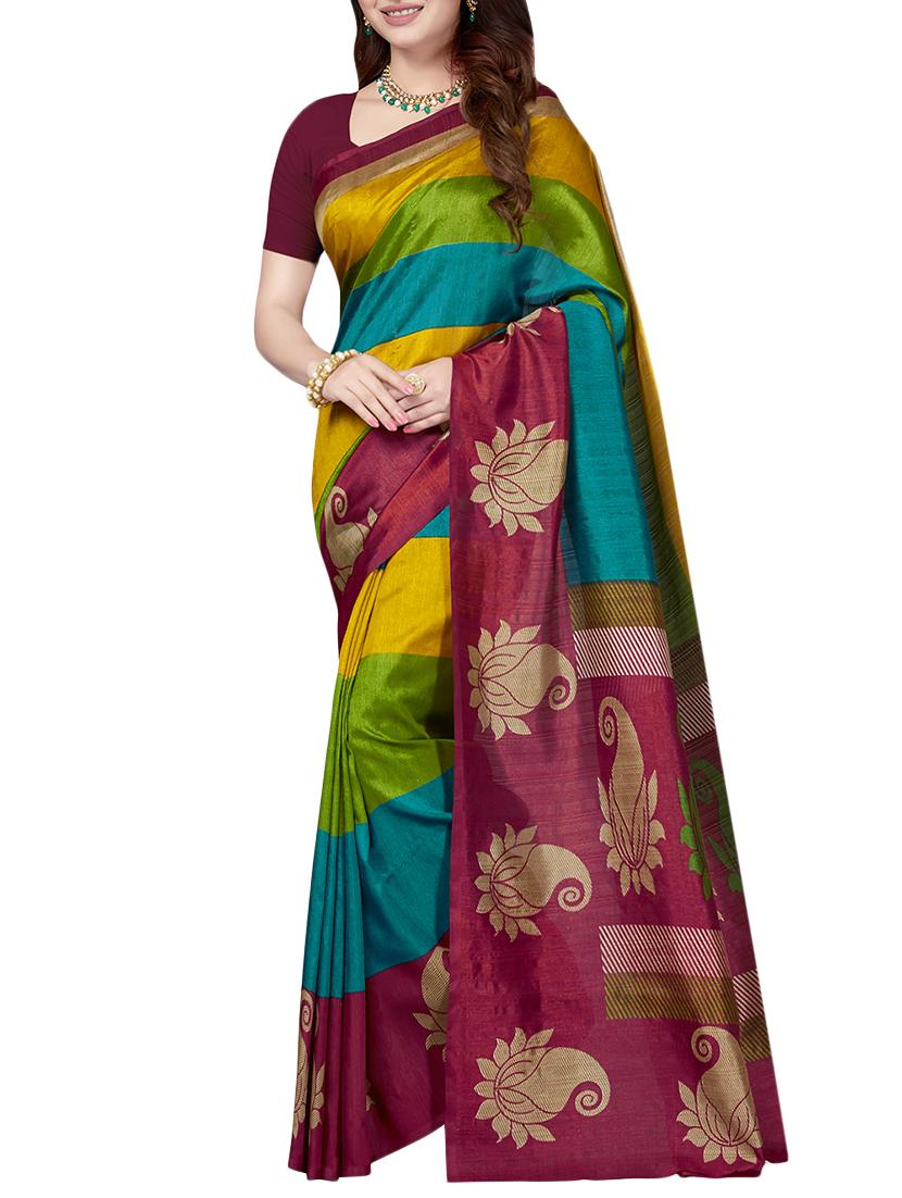 multicolor printed saree combo (set of 2) with blouse - 15907654 - Zoom Image - 5
