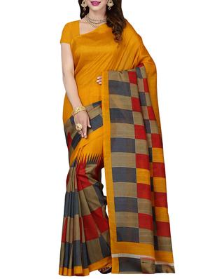 mustard printed saree combo (set of 2) with blouse - 15907672 - Standard Image - 2