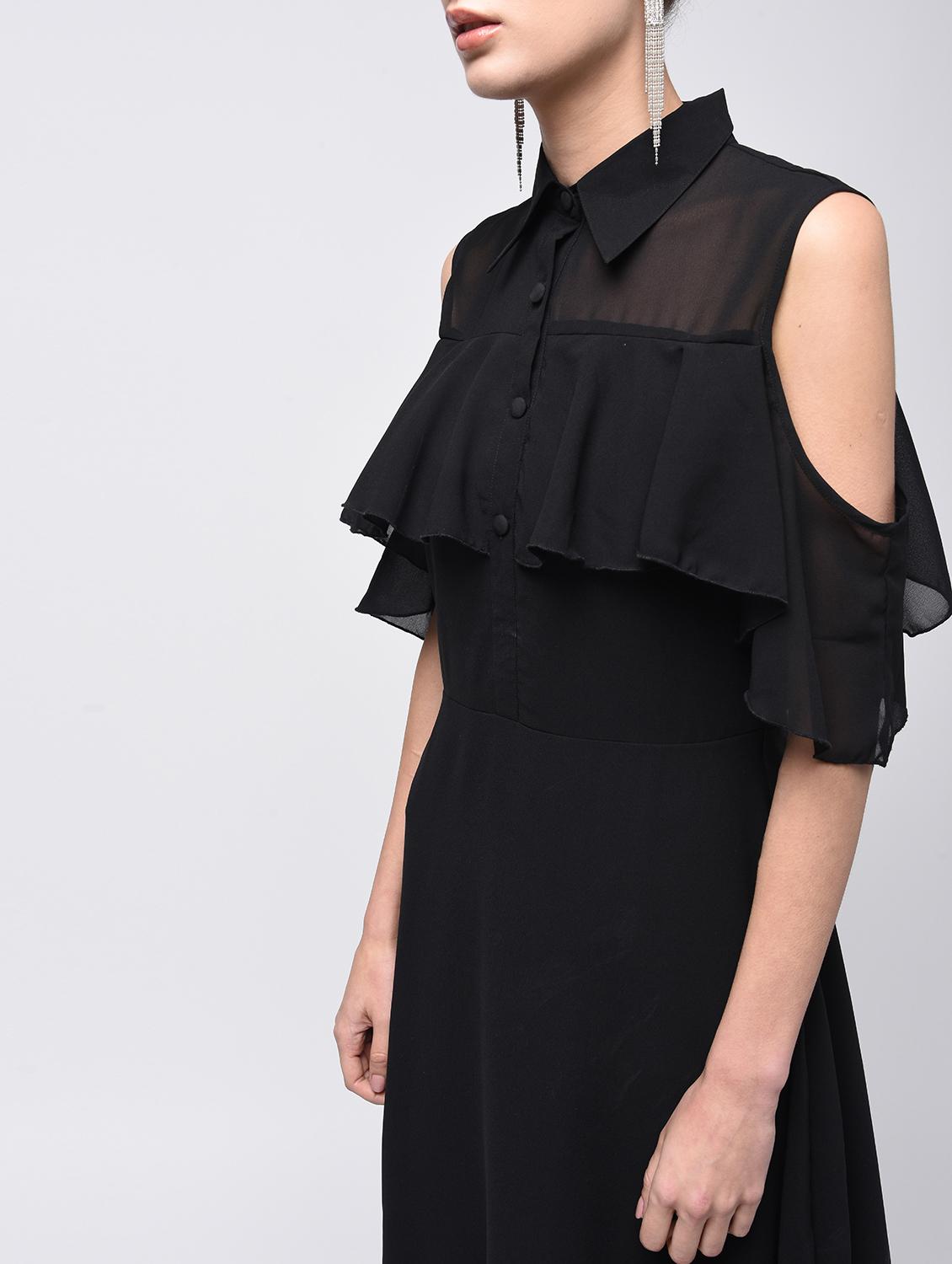 ruffled cold shoulder a-line dress - 15908189 - Zoom Image - 5