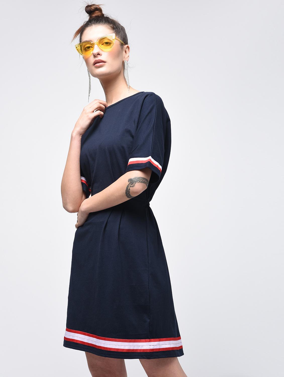 contrast tape a-line dress - 15908193 - Zoom Image - 2
