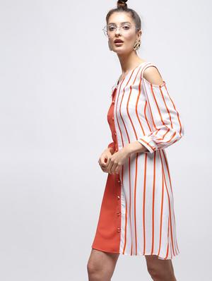 color block striped button detail dress - 15908214 - Standard Image - 2