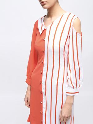 color block striped button detail dress - 15908214 - Standard Image - 5