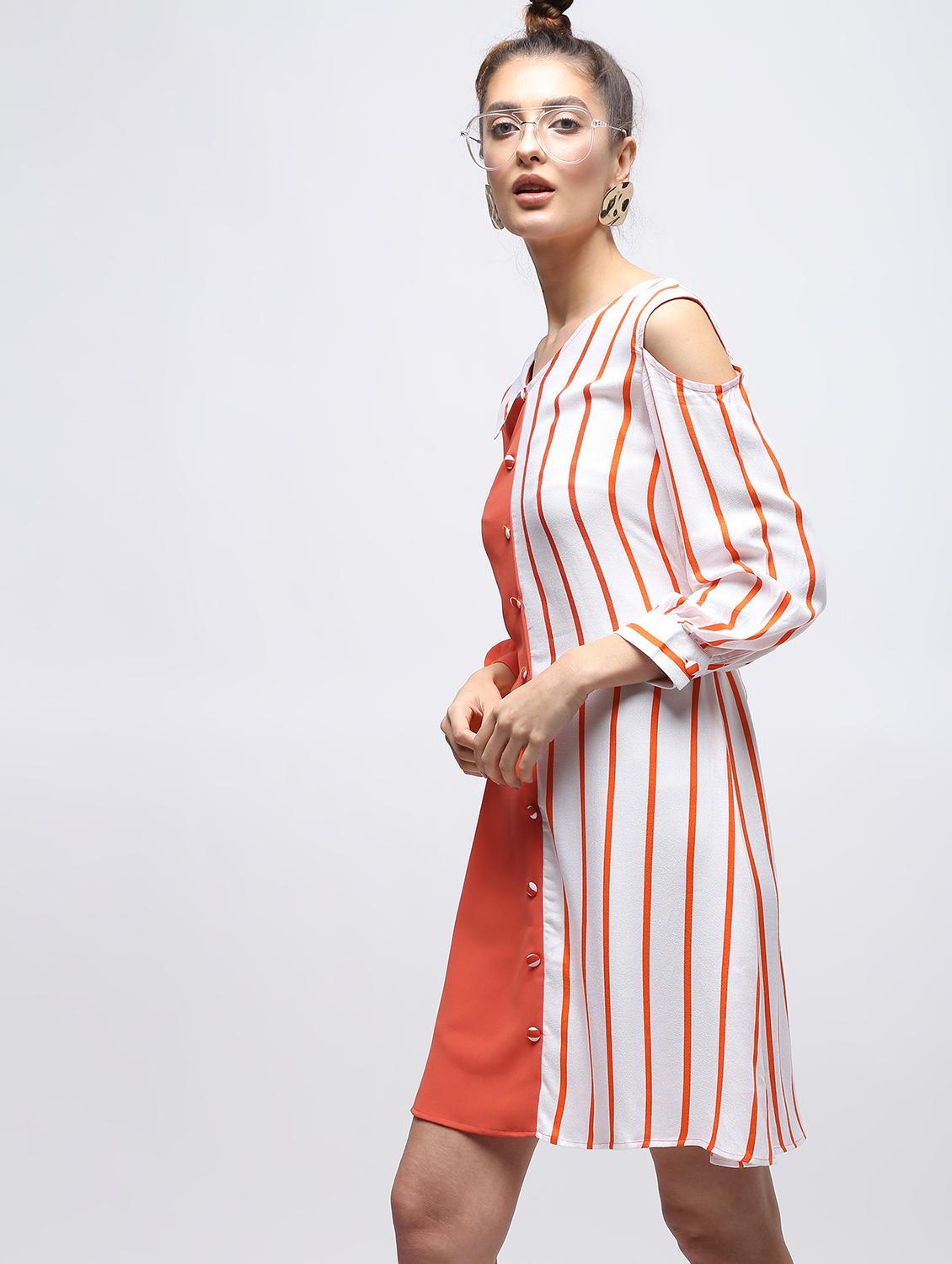 color block striped button detail dress - 15908214 - Zoom Image - 2