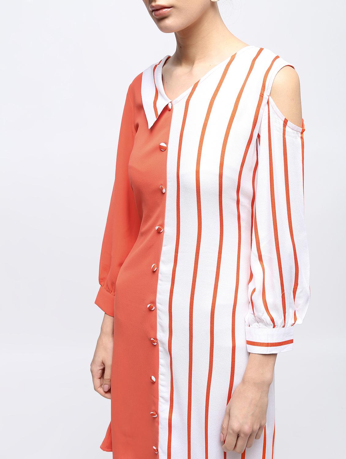 color block striped button detail dress - 15908214 - Zoom Image - 5