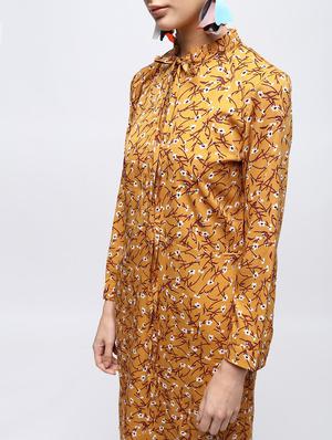 frill trim tie up neck shift dress - 15908455 - Standard Image - 5