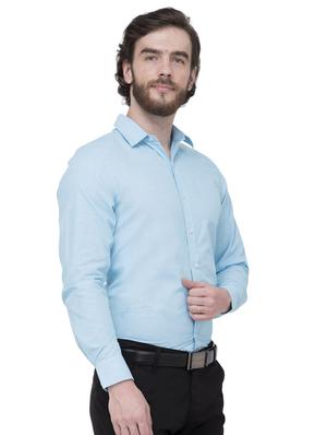 light blue solid formal shirt - 15908483 - Standard Image - 2