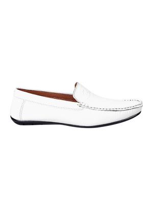 white leatherette slip on loafers - 15908595 - Standard Image - 2
