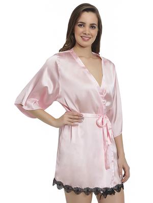 contrast lace trim sleepwear robe - 15908970 - Standard Image - 2