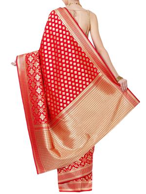 self design banarasi saree with blouse - 15909385 - Standard Image - 2