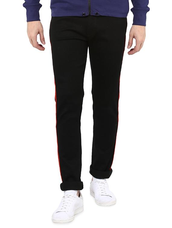 black cotton blend side tape jeans - 15910794 - Zoom Image - 2