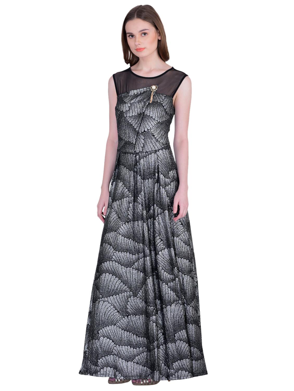 sheer panel pleated maxi dress - 15911017 - Zoom Image - 2