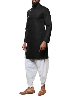 black cotton long kurta - 15911574 - Standard Image - 2