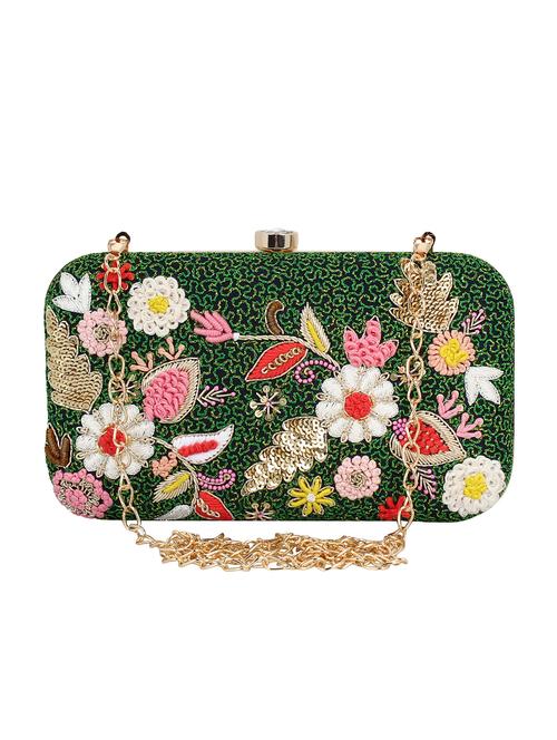 green metal ethnic clutch - 15912354 - Standard Image - 1