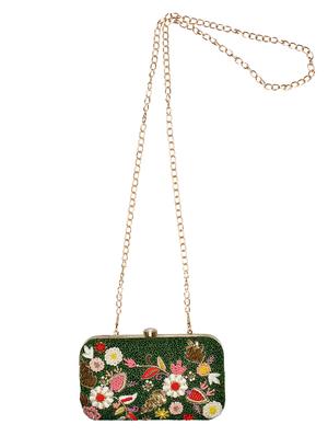 green metal ethnic clutch - 15912354 - Standard Image - 5