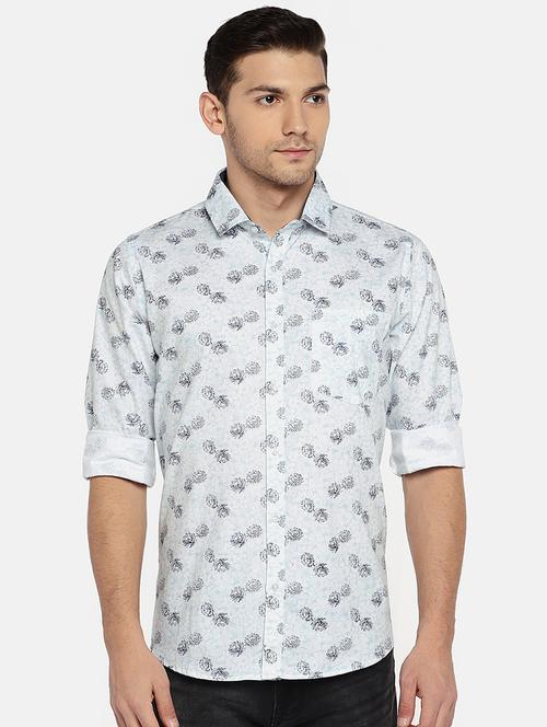 blue floral printed casual shirt - 15912975 - Standard Image - 1