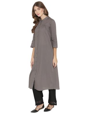 solid a-line kurta - 15914040 - Standard Image - 2