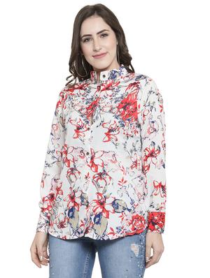 mandarin collar floral shirt - 15914193 - Standard Image - 2