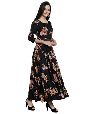 contrast flared maxi dress - 15914235 - Standard Image - 2