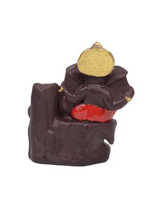 golden peacock red back flow smoke incense burner lord ganesha emblem auspicious and success red polyresin incense holder - 15914531 - Standard Image - 5