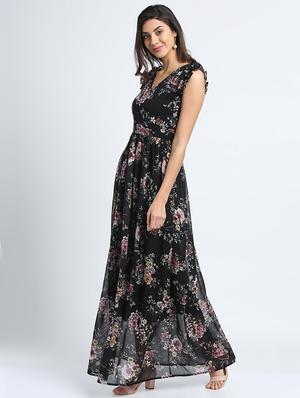 floral frilled sleeved maxi dress - 15915826 - Standard Image - 2