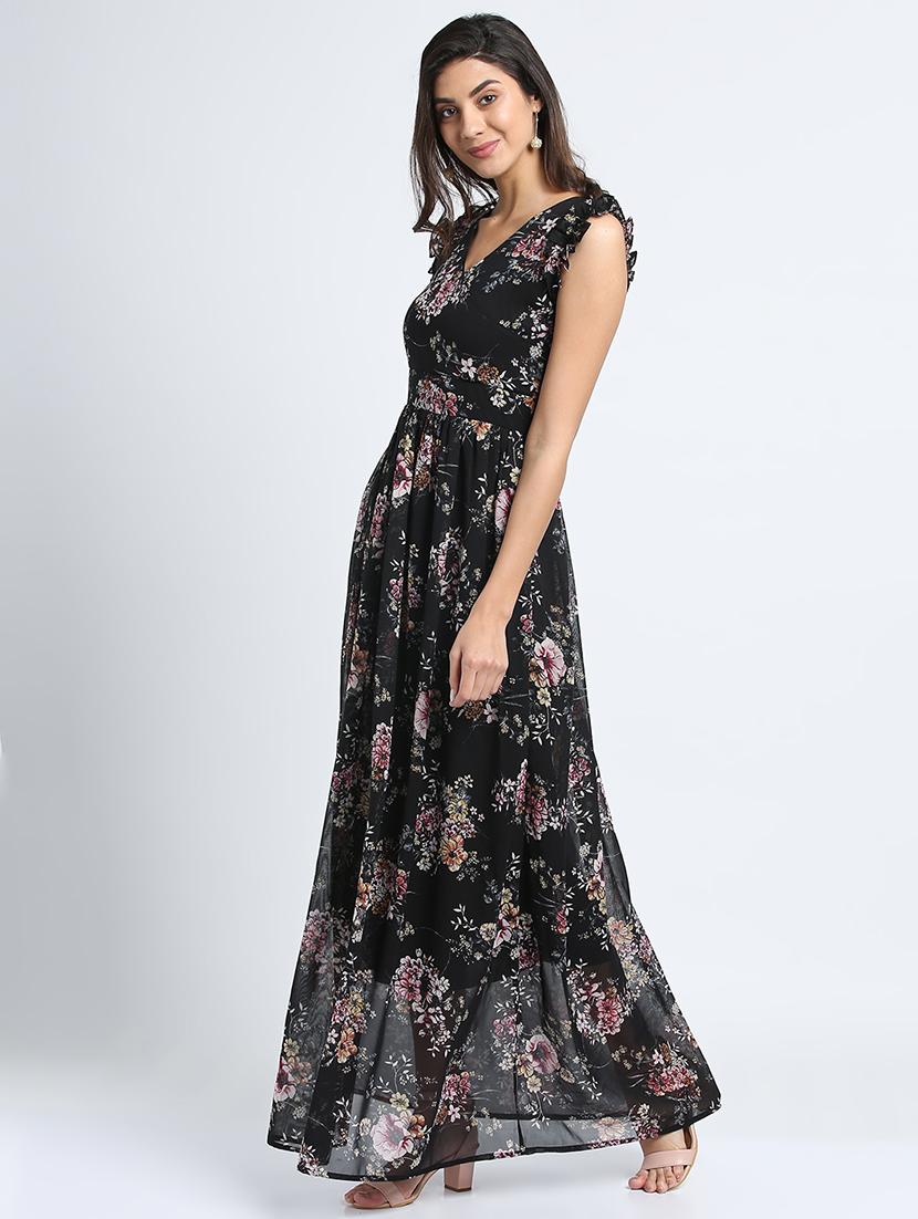 floral frilled sleeved maxi dress - 15915826 - Zoom Image - 2