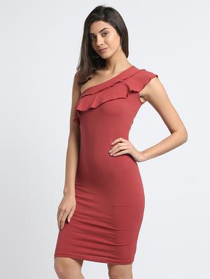 ruffled single shoulder bodycon dress - 15915828 - Standard Image - 2