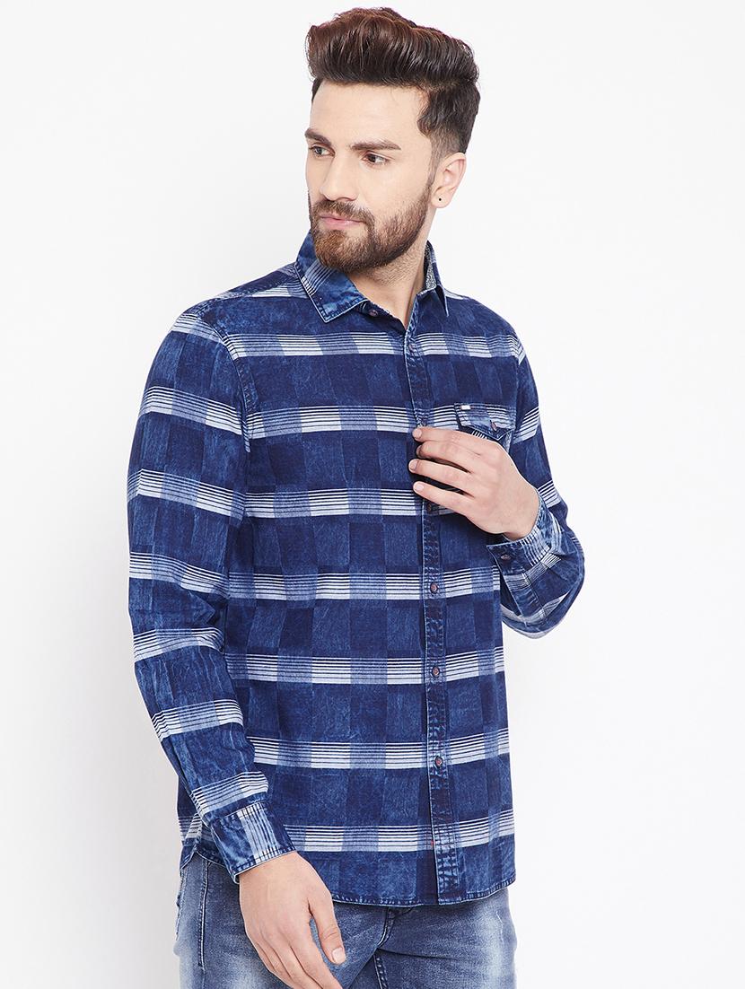 blue checkered casual shirt - 15916837 - Zoom Image - 2
