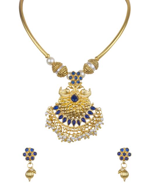 gold brass short necklace - 15918876 - Standard Image - 1