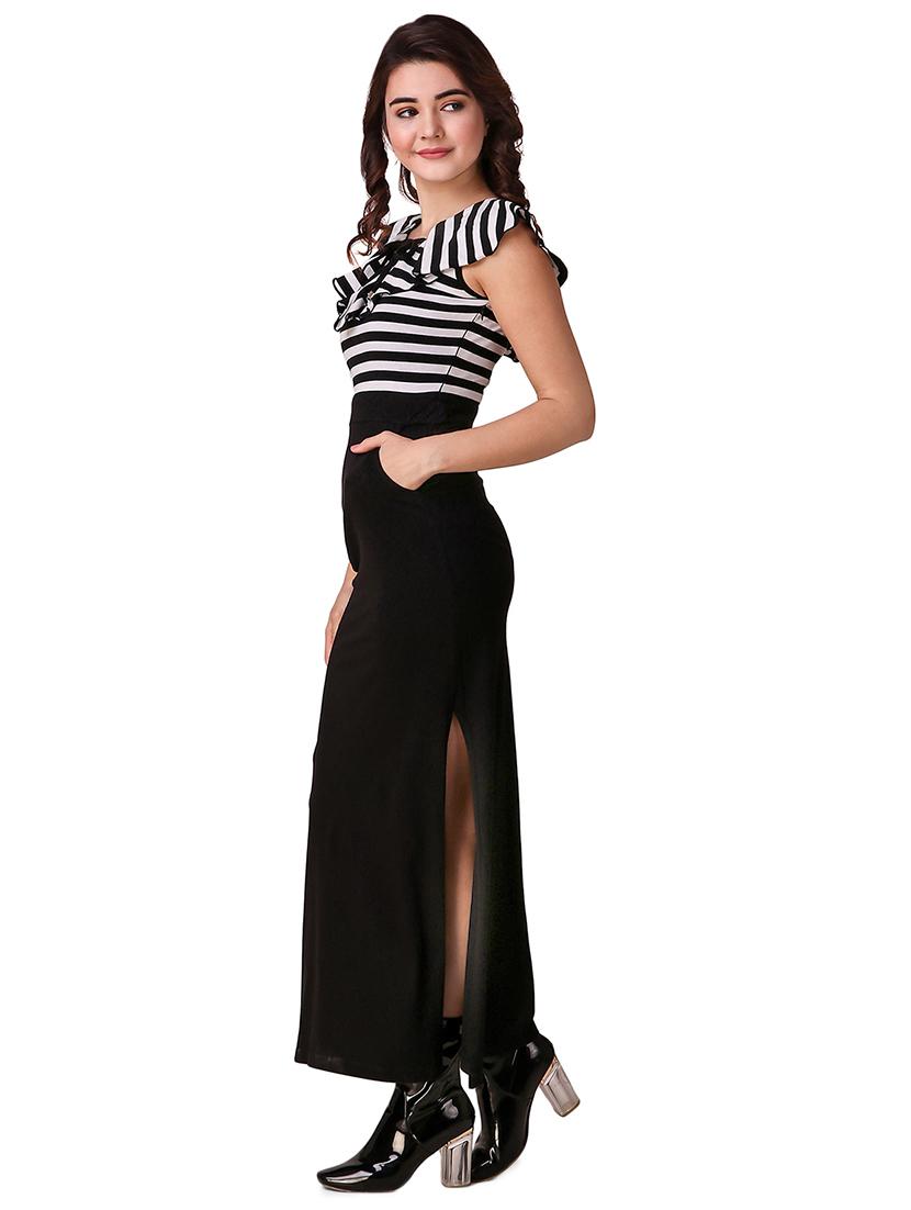 ruffled striped high slit dress - 15918908 - Zoom Image - 2