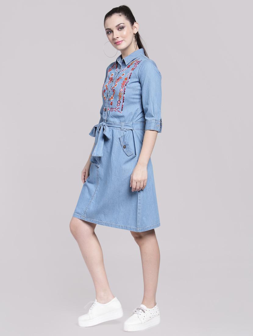 tie up front embroidered dress - 15919041 - Zoom Image - 2