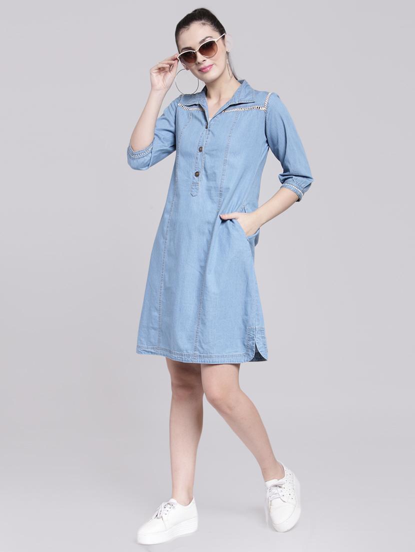 lace insert pocket patch dress - 15919045 - Zoom Image - 2
