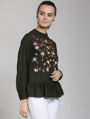 smocking detail embroidered top - 15919080 - Standard Image - 2