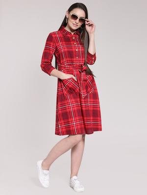 pocket detail checkered dress - 15919082 - Standard Image - 2