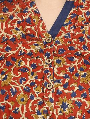 Kalamkari straight kurti - 15919403 - Standard Image - 5