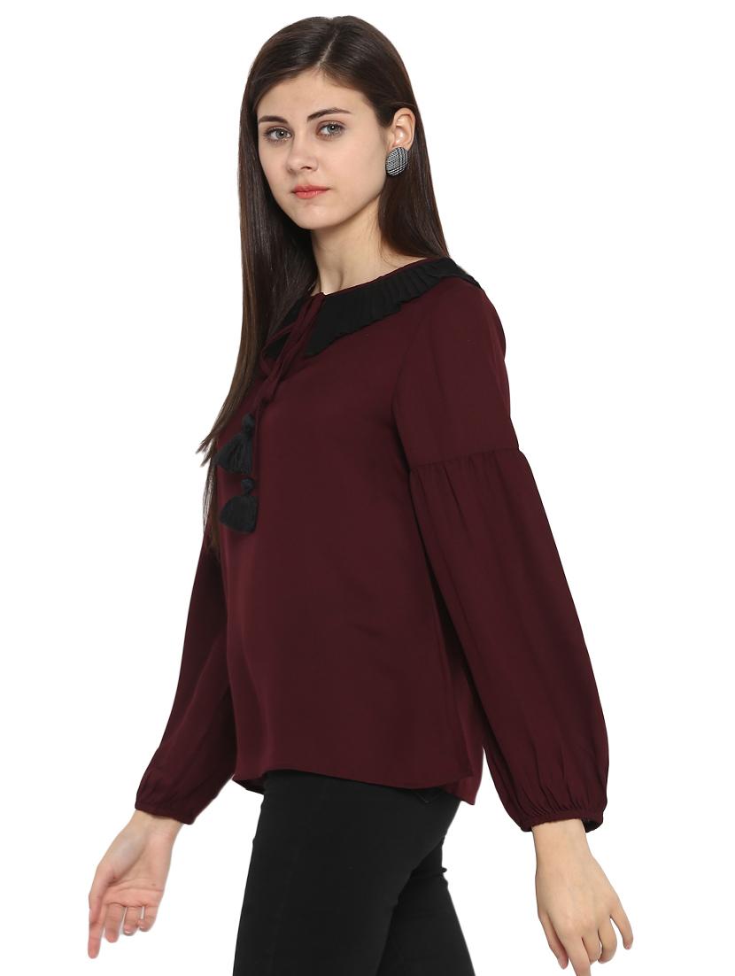 tassel tie-up pleat detail top - 15919534 - Zoom Image - 2