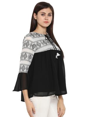 tassel tie-up bell sleeved top - 15919563 - Standard Image - 2