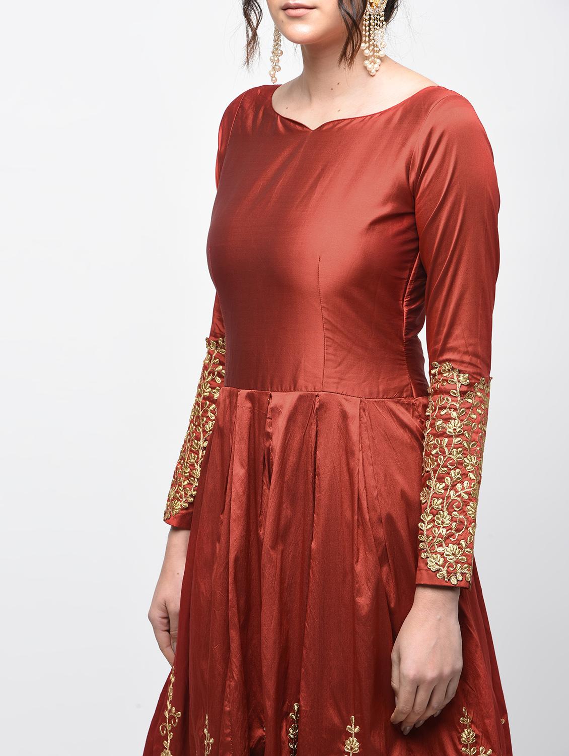 embroidered semi-stitched anarkali suit - 15920622 - Zoom Image - 5