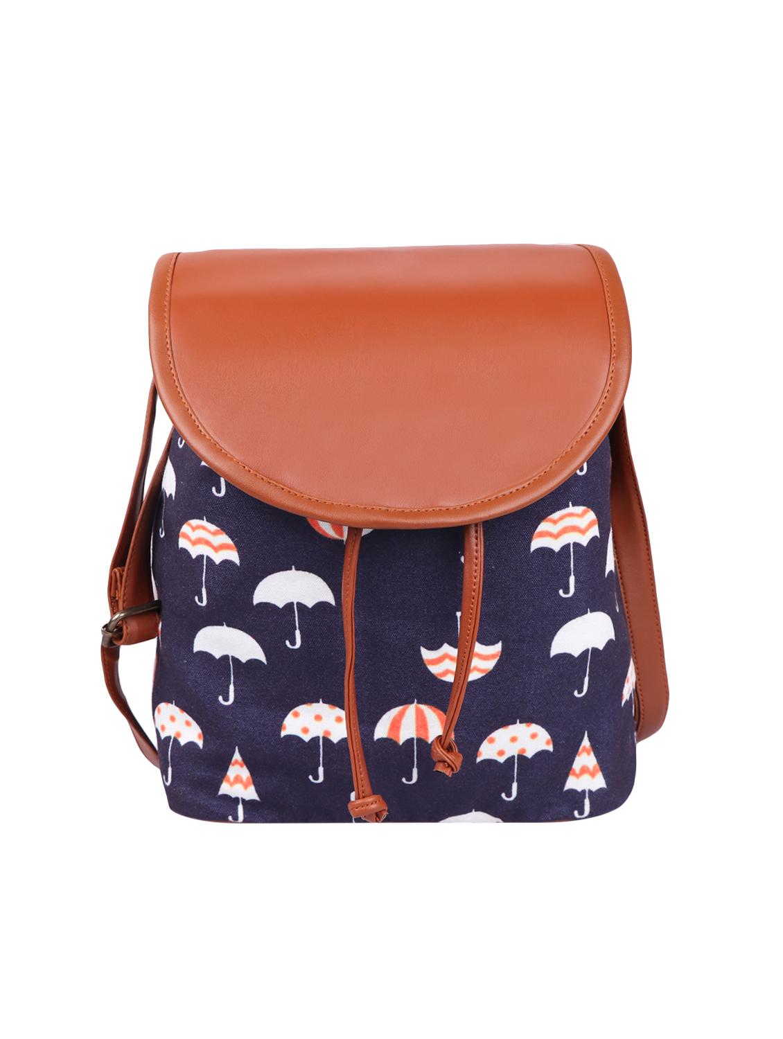navy blue printed regular sling bag