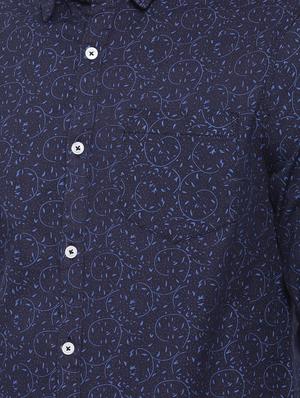 navy blue printed casual shirt - 15921499 - Standard Image - 5