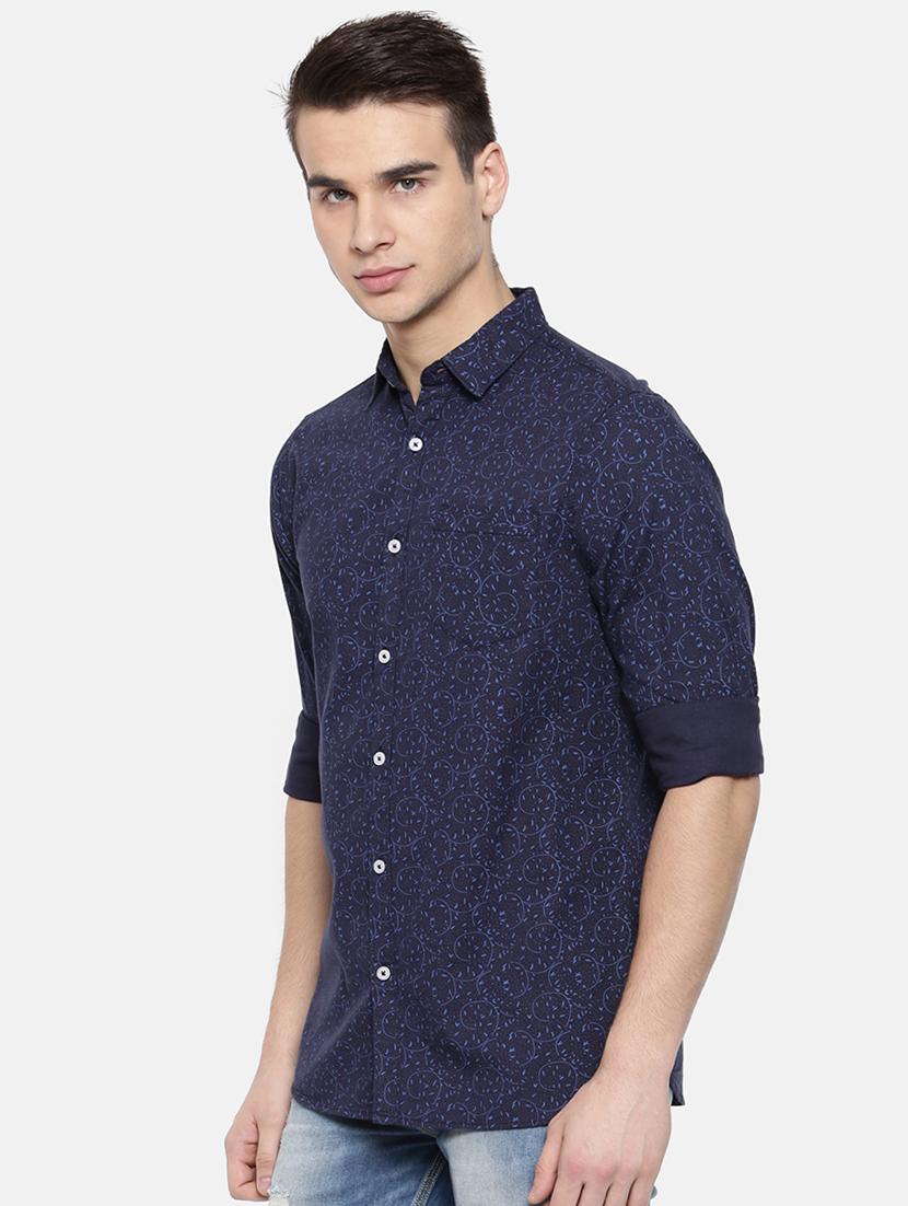 navy blue printed casual shirt - 15921499 - Zoom Image - 2