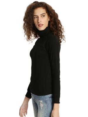 black solid turtle neck tee - 15921963 - Standard Image - 2